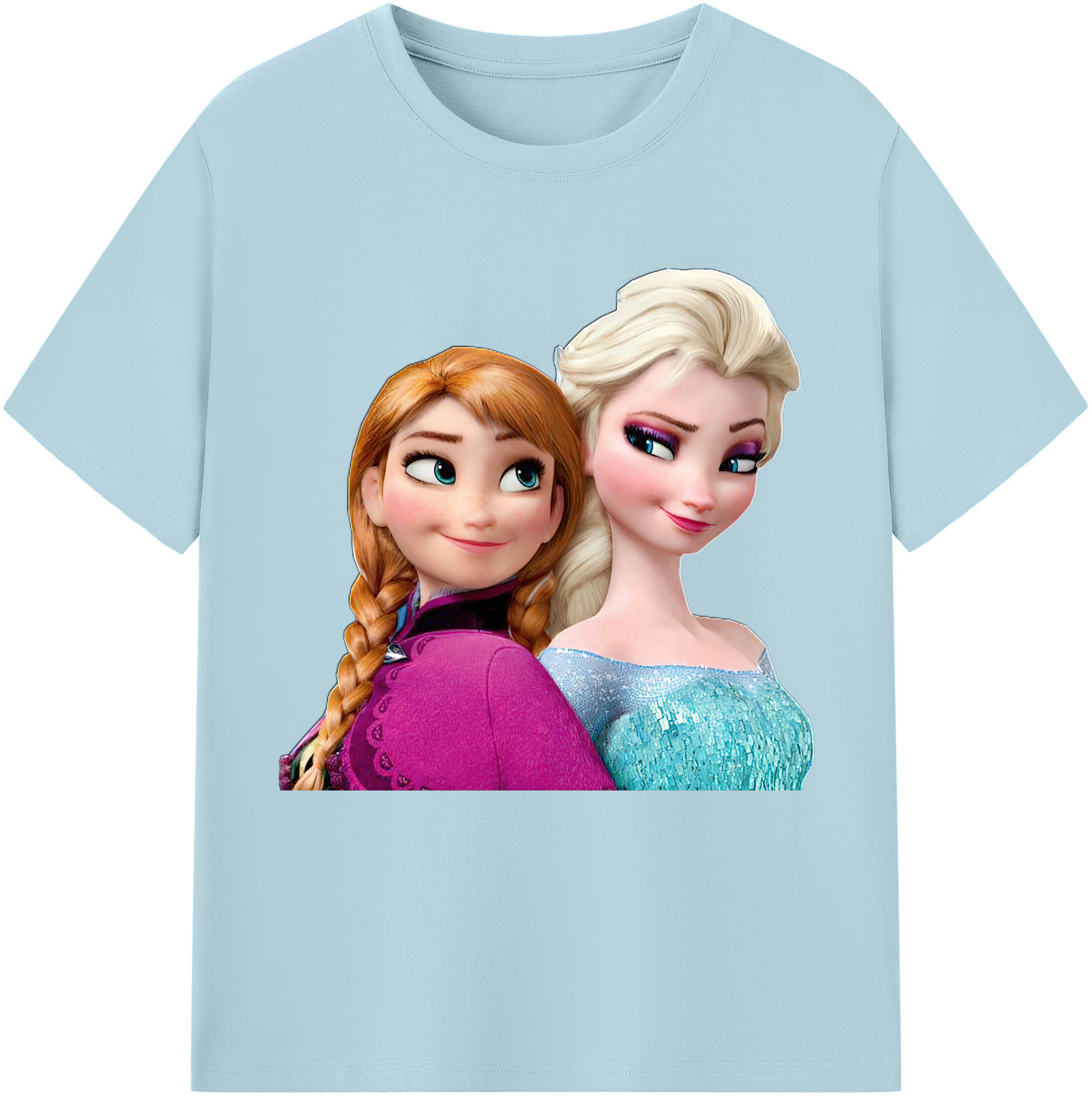 （画像用） アナと雪の女王 アンナ エルサ Frozen Anna Elsa 綿100％半袖Tシャツ（フロントプリント）